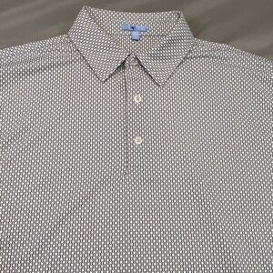 GENTEAL Men’s Brrr Polo Golf Shirt Baseball Print White with Charcoal Sz XL EUC